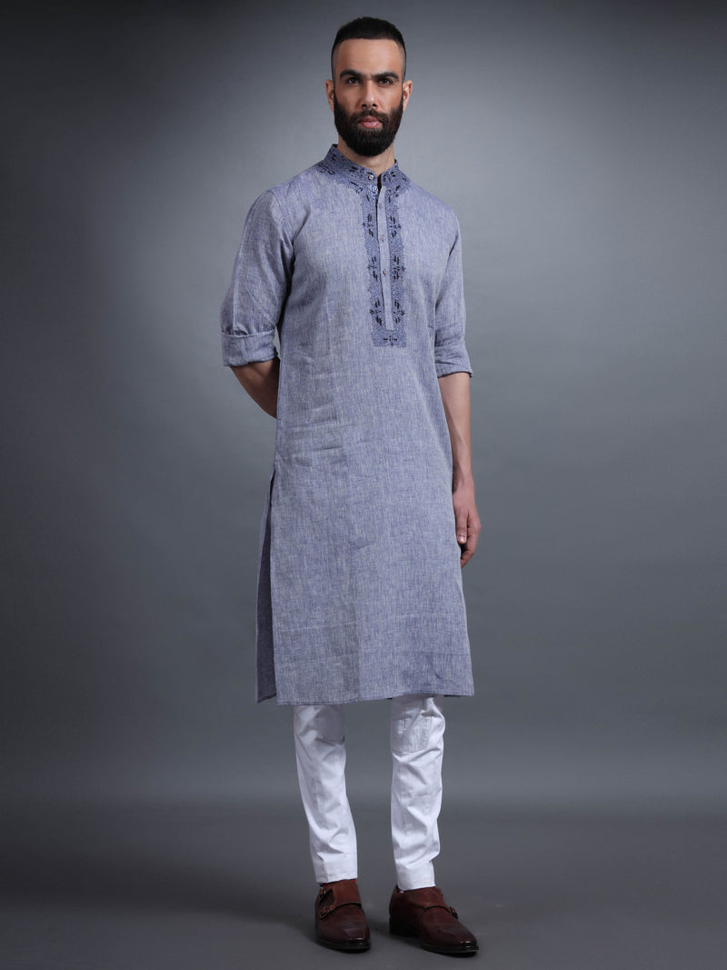 BLUE COTTON KURTA