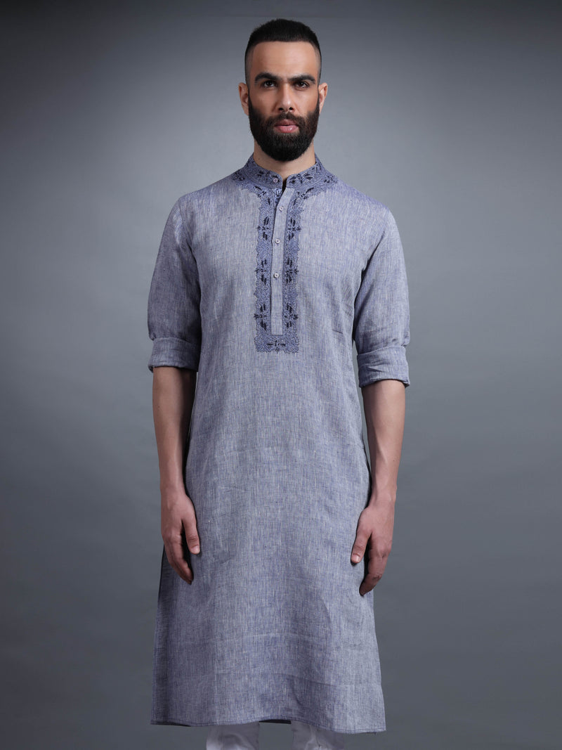 BLUE COTTON KURTA