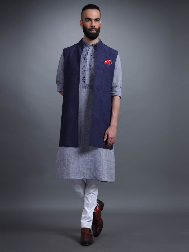 BLUE COTTON KURTA