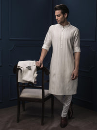 WHITE SILK KURTA