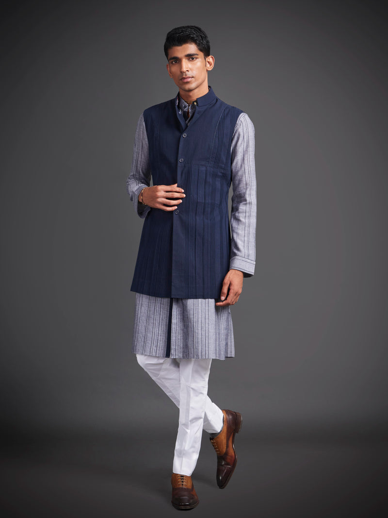 BLUE COTTON WAISTCOAT