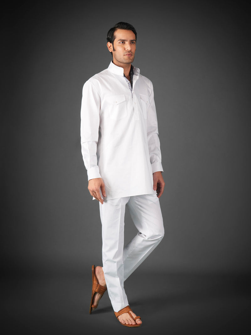 WHITE COTTON KURTA