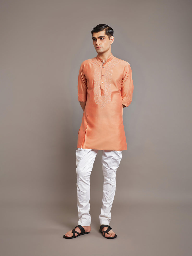 ORANGE COTTON SILK KURTA