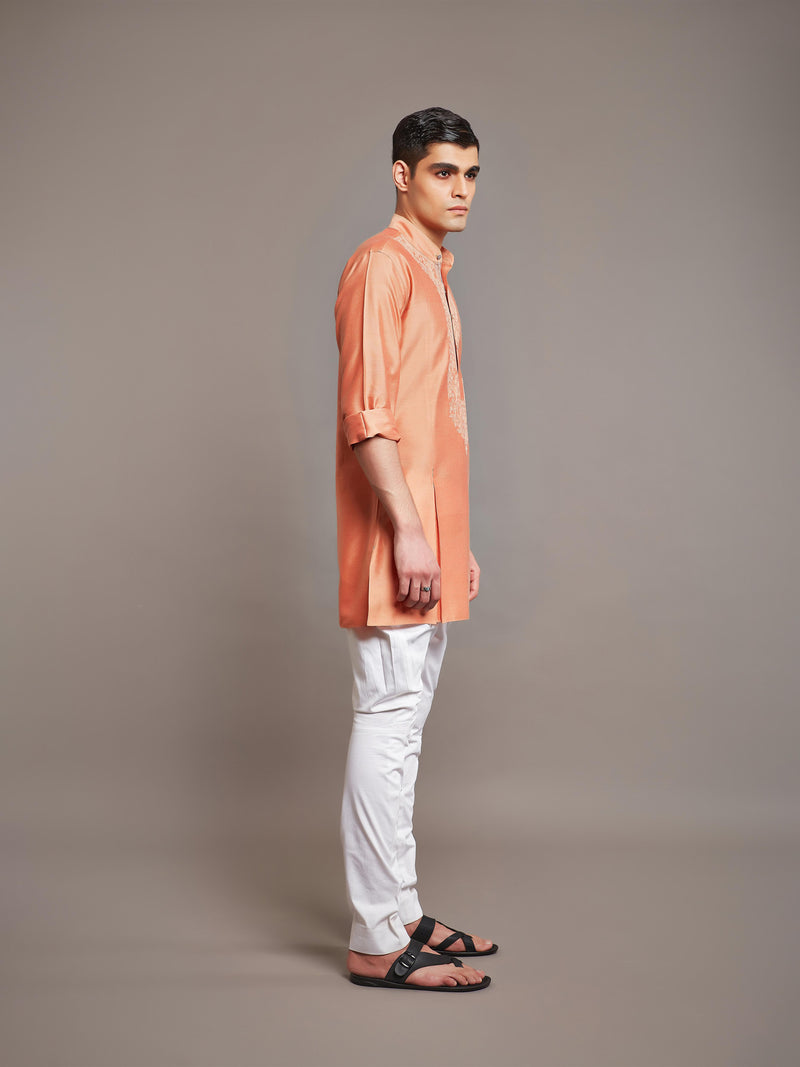 ORANGE COTTON SILK KURTA