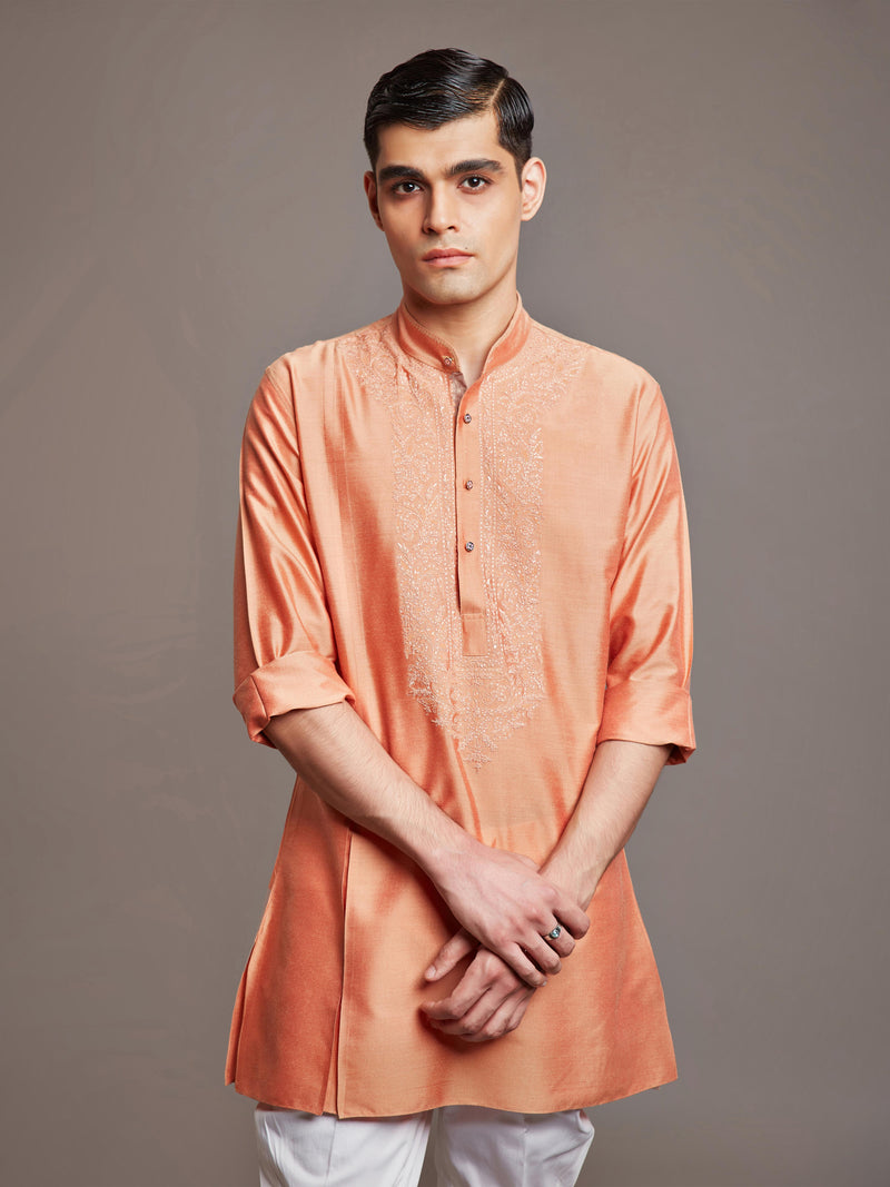 ORANGE COTTON SILK KURTA