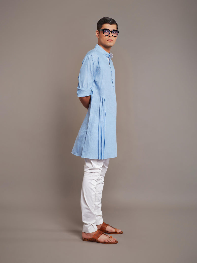 BLUE LINEN KURTA