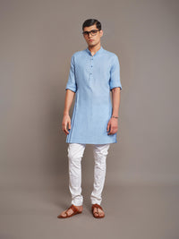 BLUE LINEN KURTA