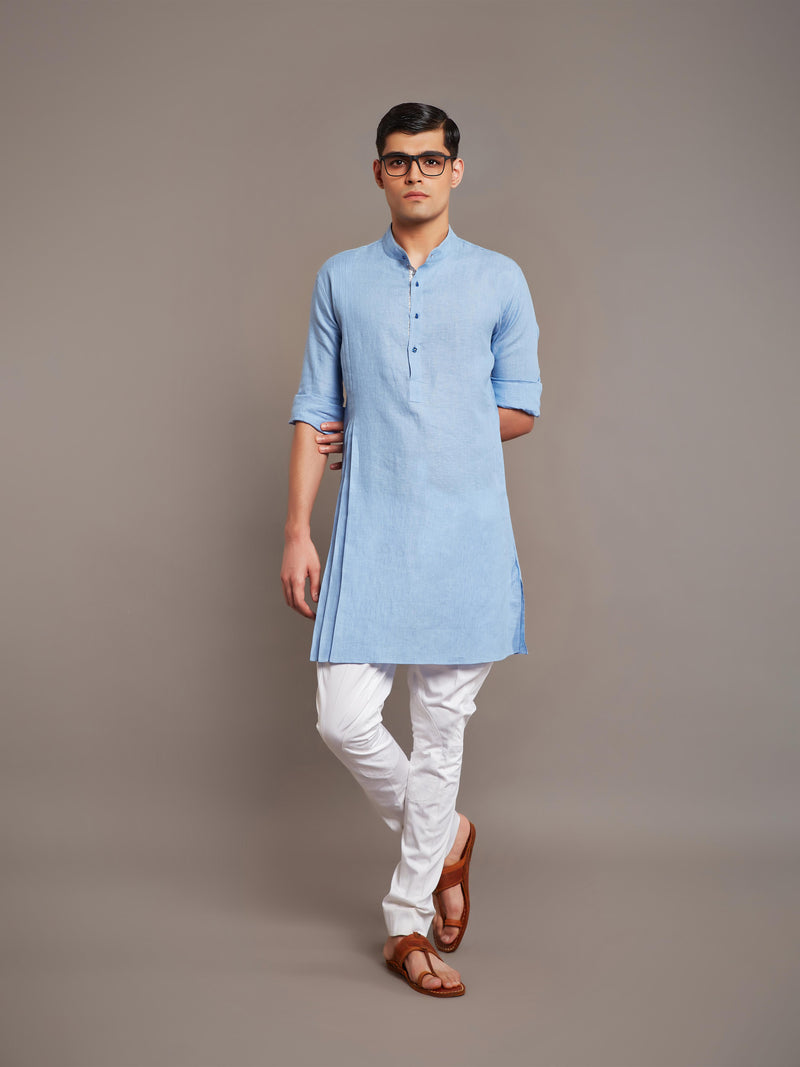 BLUE LINEN KURTA