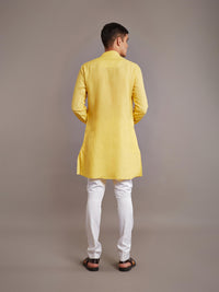 YELLOW LINEN KURTA