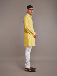 YELLOW LINEN KURTA