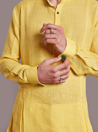 YELLOW LINEN KURTA