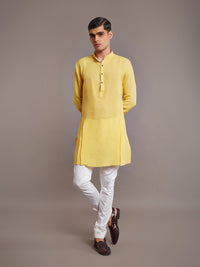 YELLOW LINEN KURTA