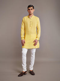 YELLOW LINEN KURTA