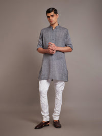 GREY LINEN SILK KURTA