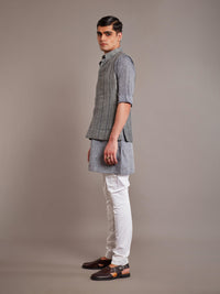 GREY LINEN SILK WAISTCOAT