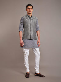 GREY LINEN SILK WAISTCOAT