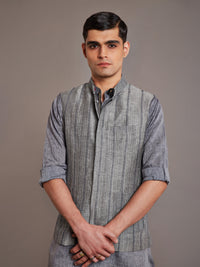 GREY LINEN SILK WAISTCOAT