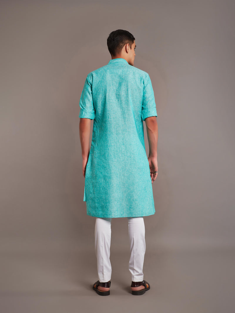 GREEN LINEN KURTA