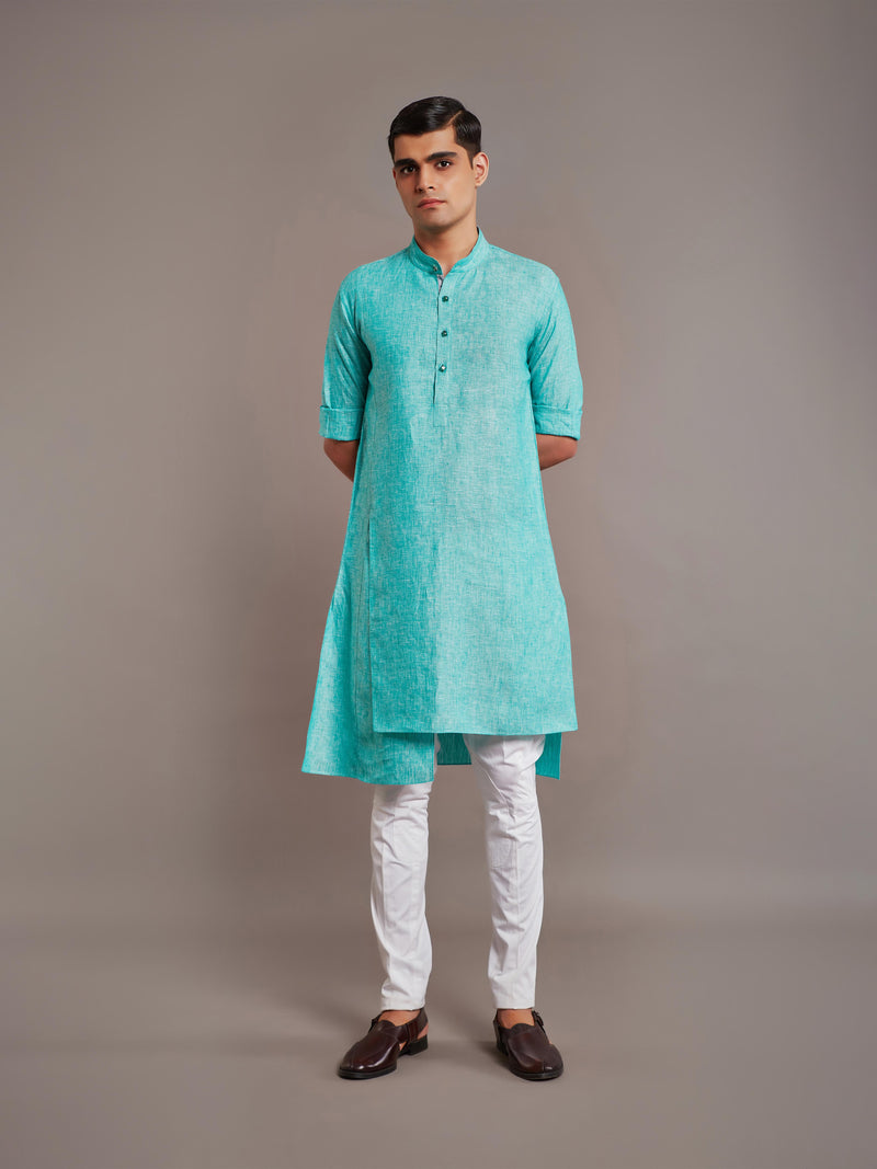 GREEN LINEN KURTA