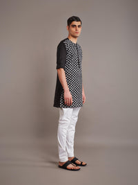 BLACK LINEN KURTA