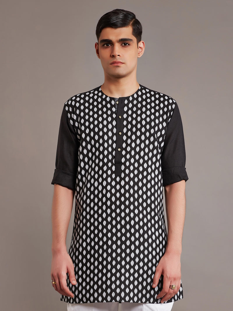 BLACK LINEN KURTA