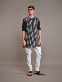 BLACK LINEN KURTA