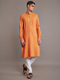 ORANGE TUSSAR SILK KURTA