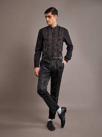 BLACK COTTON SATIN SHIRT