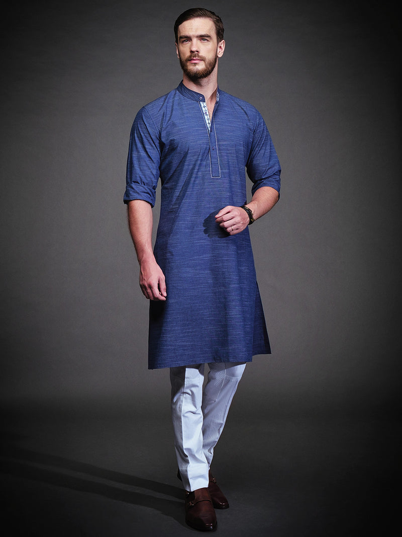 BLUE COTTON KURTA