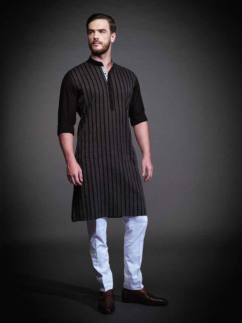 BLACK COTTON KURTA