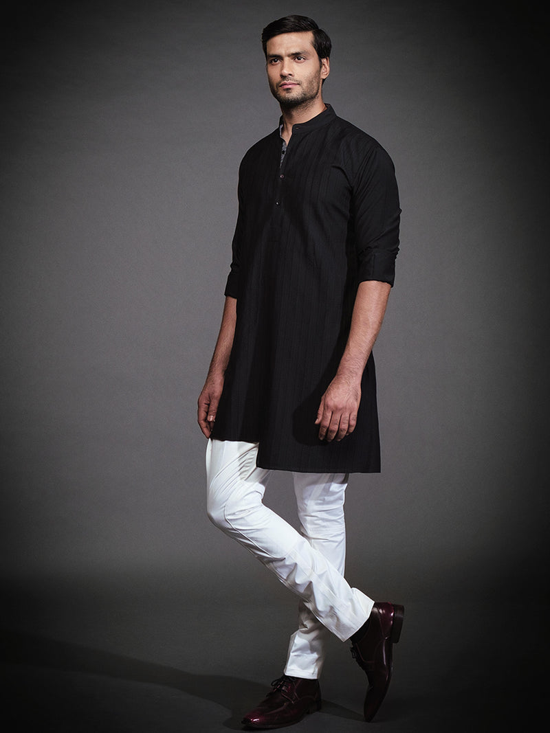 BLACK SILK KURTA