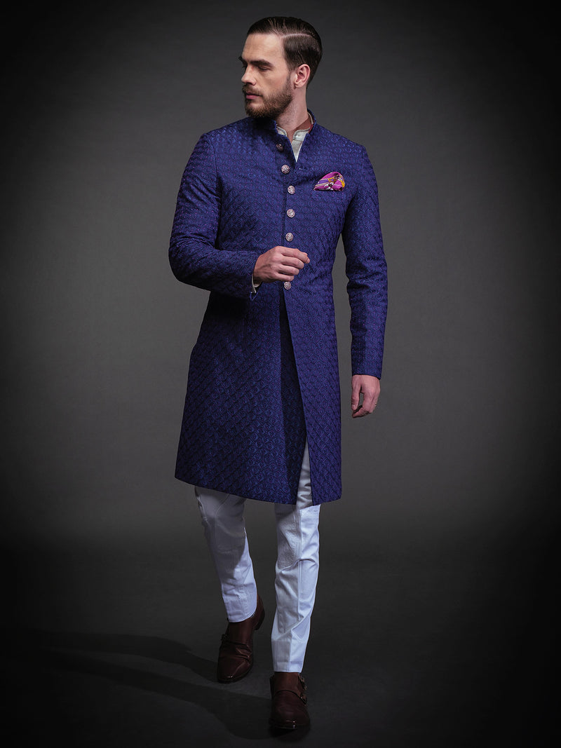 BLUE EMBROIDERED ACHKAN