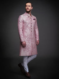 PINK EMBROIDERED SILK ACHKAN