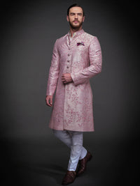 PINK EMBROIDERED SILK ACHKAN