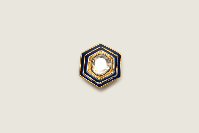 GLEAMING GOLD HEXAGON BUTTON WITH PRECIOUS STONE