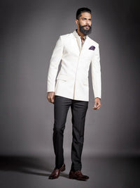 WHITE SILK BANDHGALA JACKET