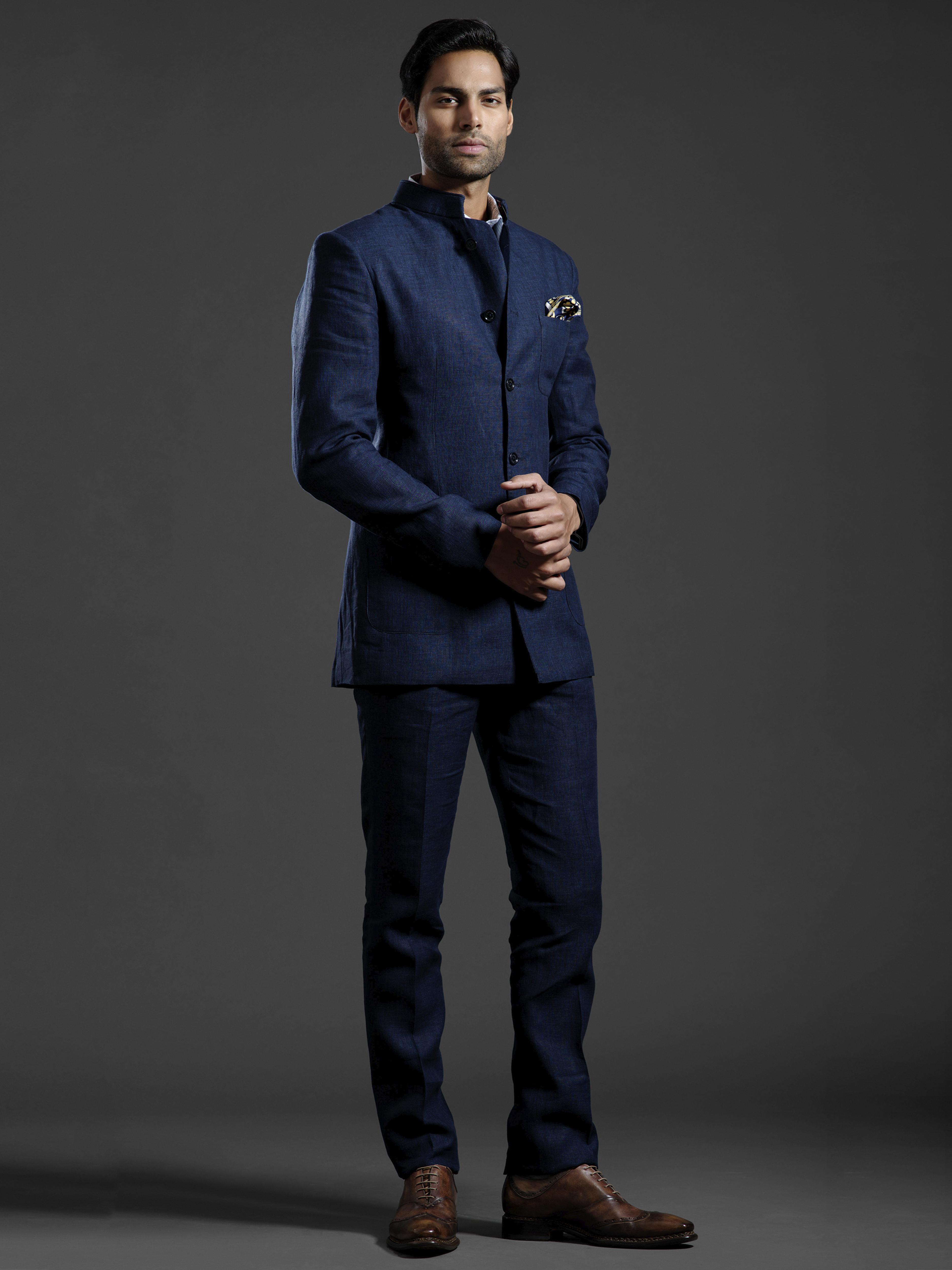 Jodhpuri Bandhgala Online  Buy Navy Blue Jodhpuri Bandhgala With Pant