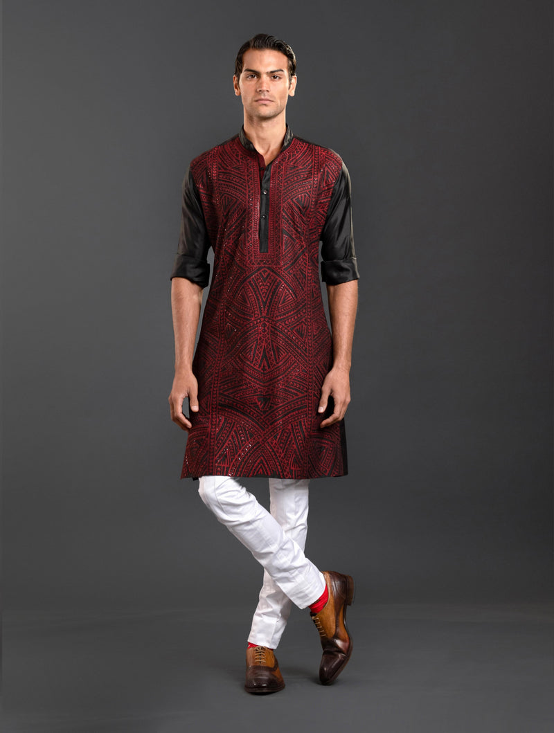 BLACK SILK KURTA