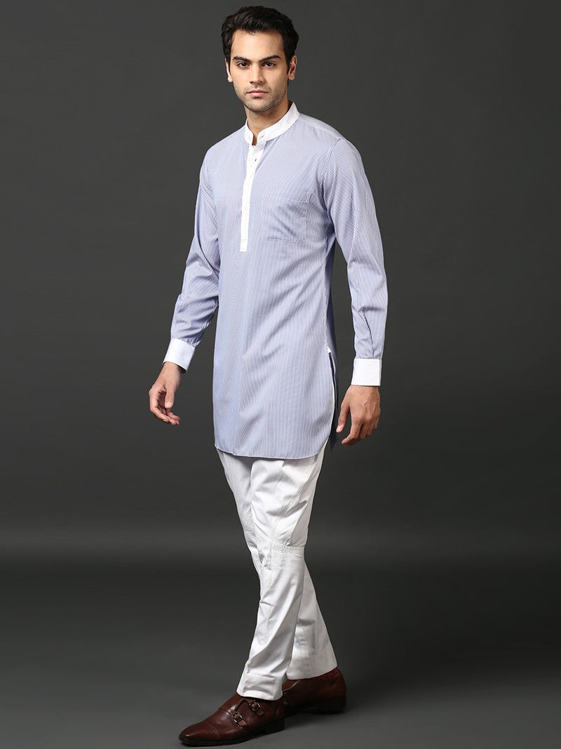 Peach pintex kurta with plain white pyjama  set of two by Desi Doree  The  Secret Label