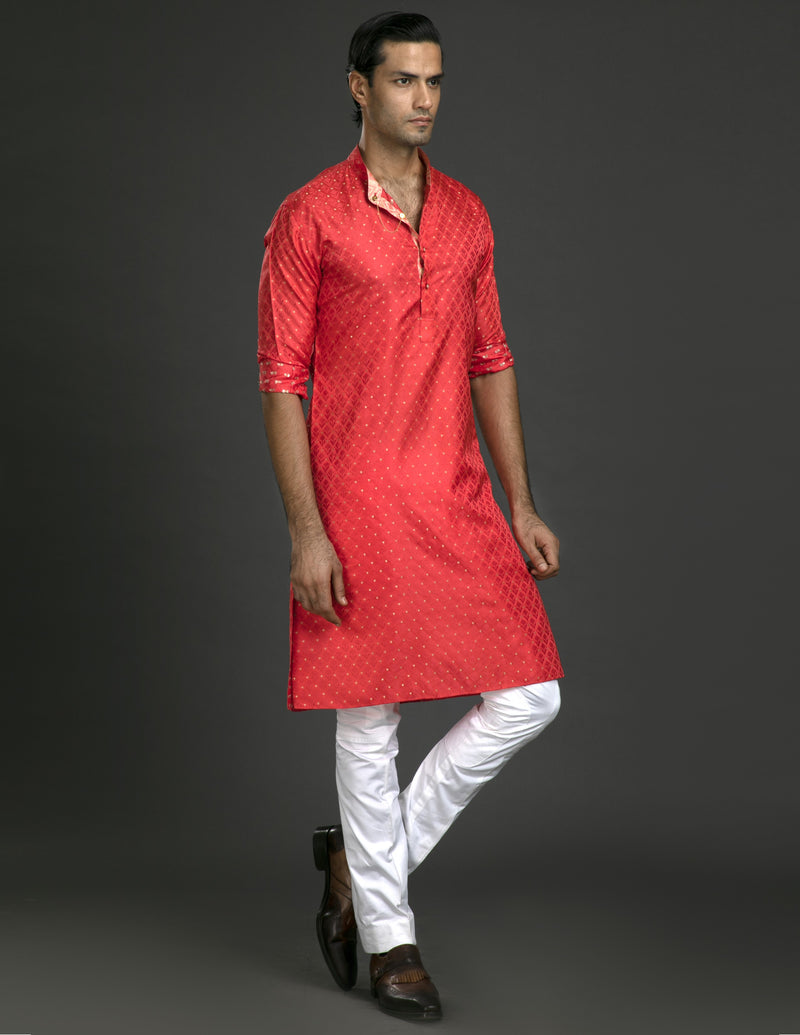 ORANGE SILK TANCHOI KURTA