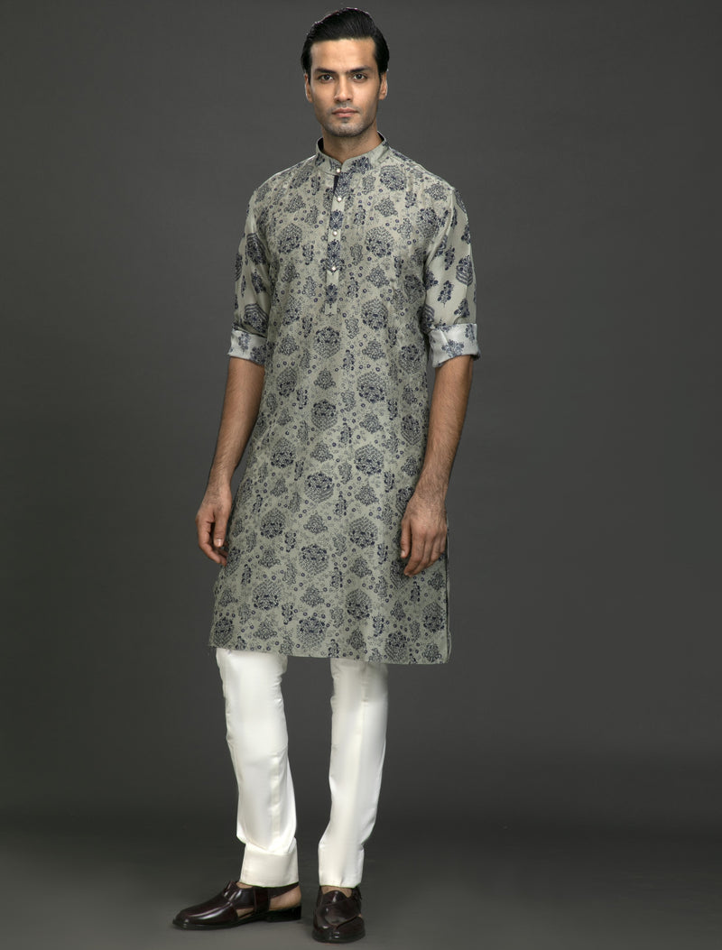 BLUE HABOTAI SILK KURTA