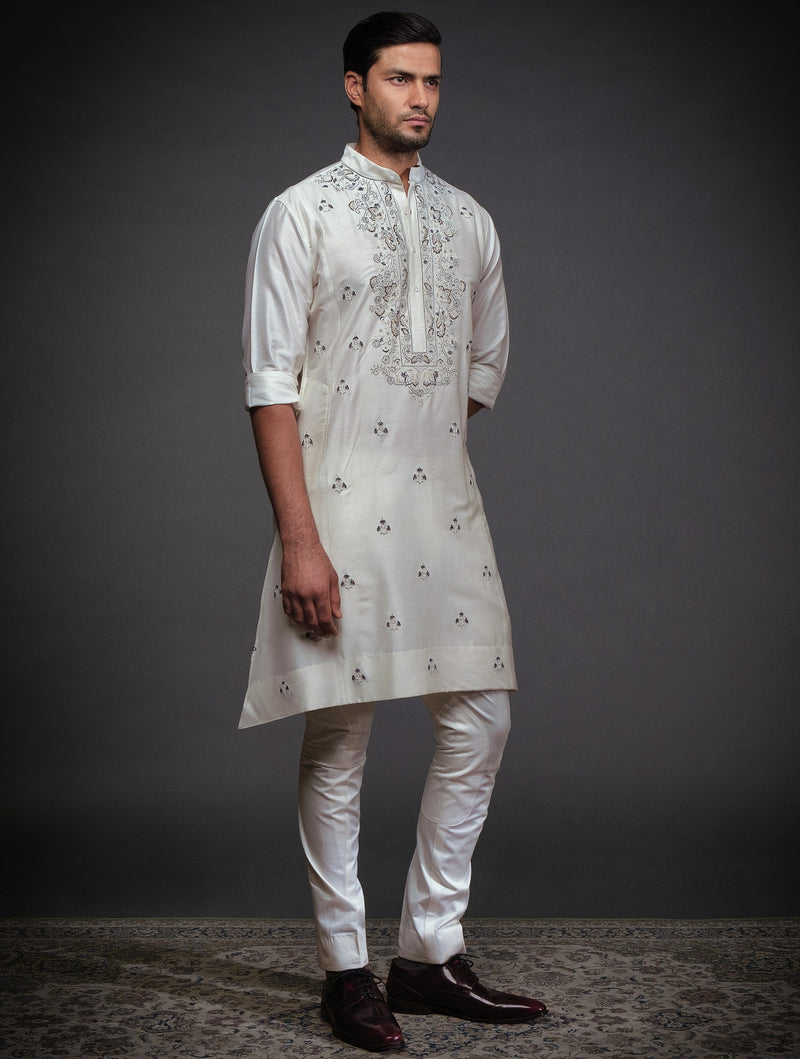 OFF WHITE COTTON SILK KURTA