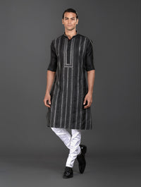 BLACK SILK KURTA