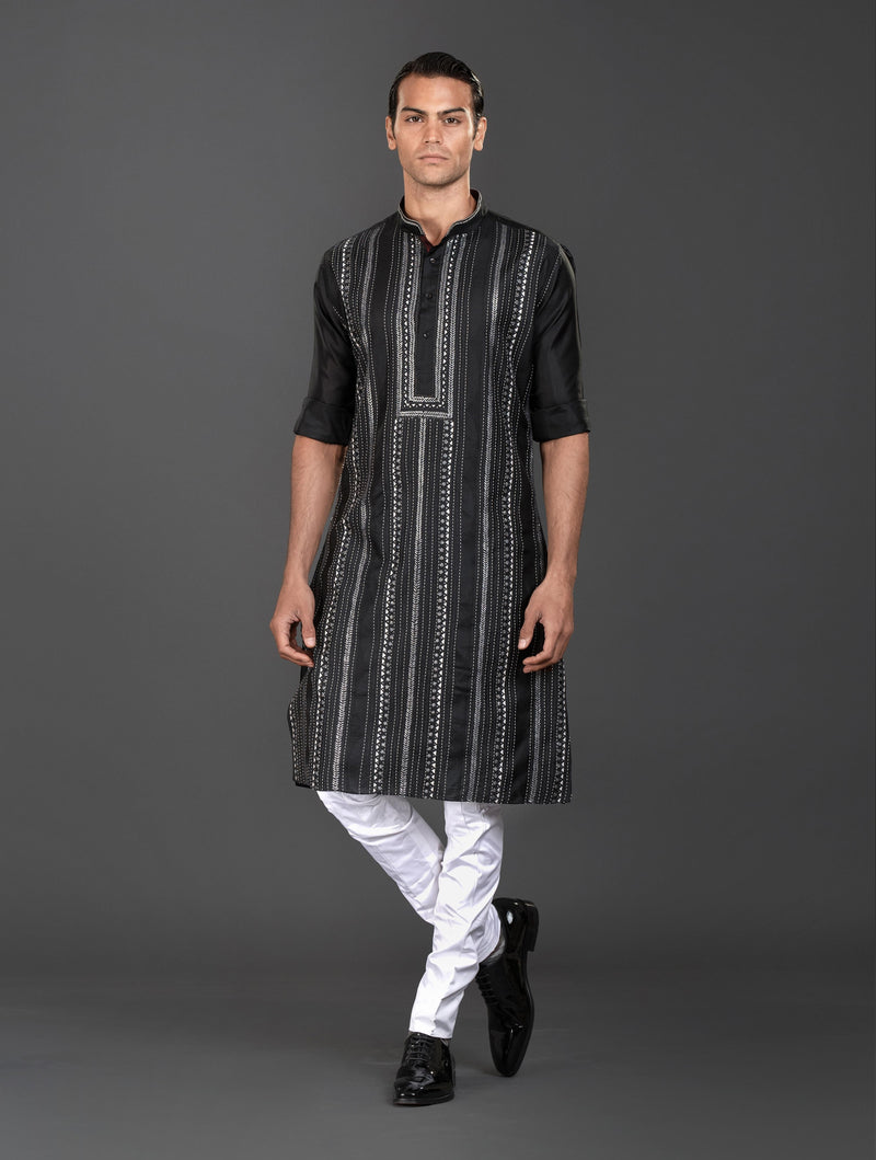 BLACK SILK KURTA