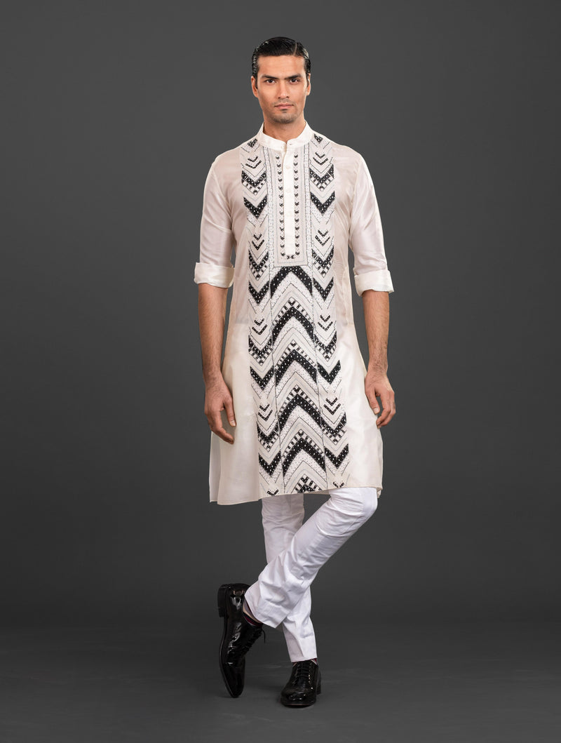 OFF WHITE SILK KURTA