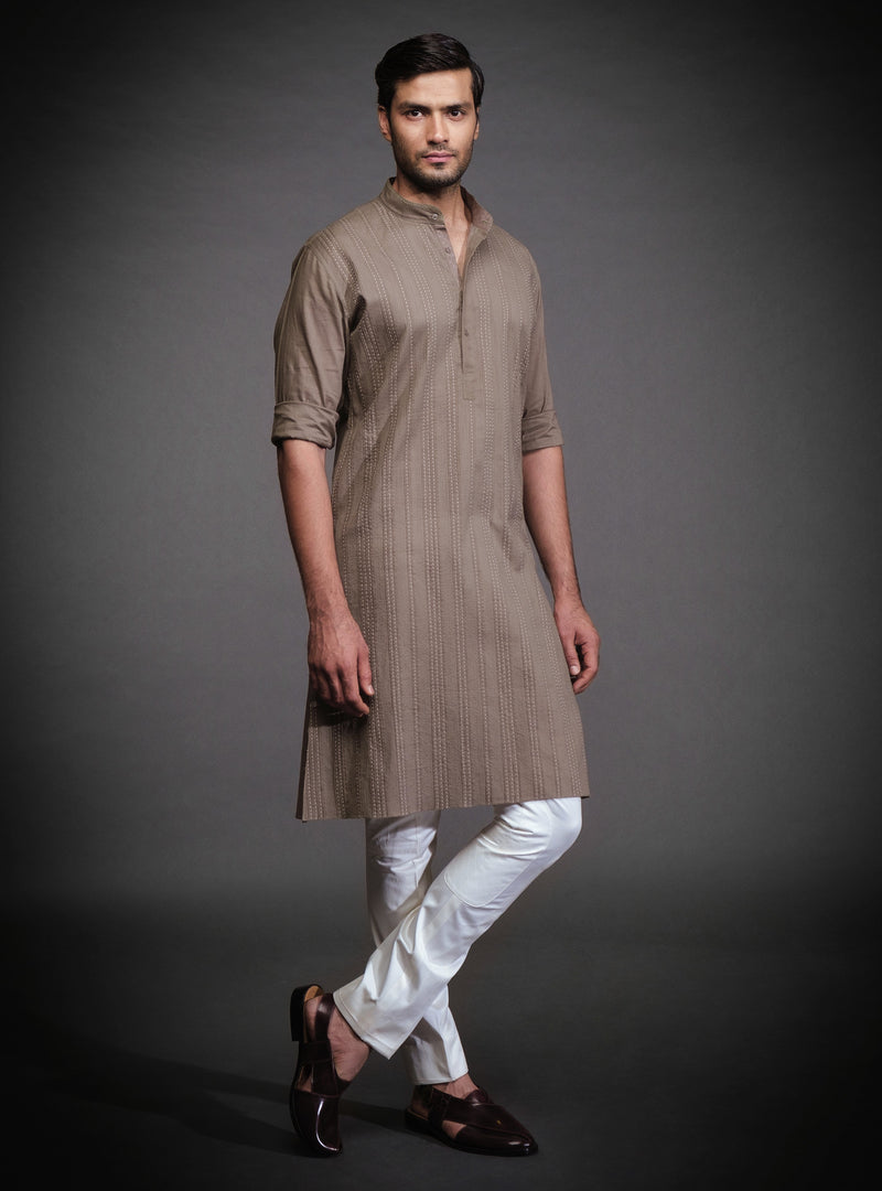 OLIVE COTTON KURTA